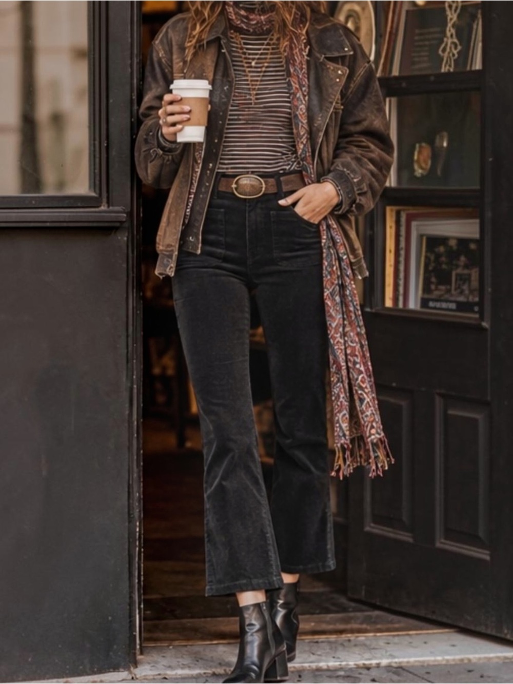 Free People High Rise Velveteen Corduroy Pants Stretch Kick Flare Jeans NWT